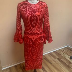 Red sequin cocktail dress.